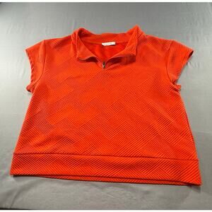 See and Be Seen Women’s Textured Quarter Zip Top Short Sleeve Orange  Size XL